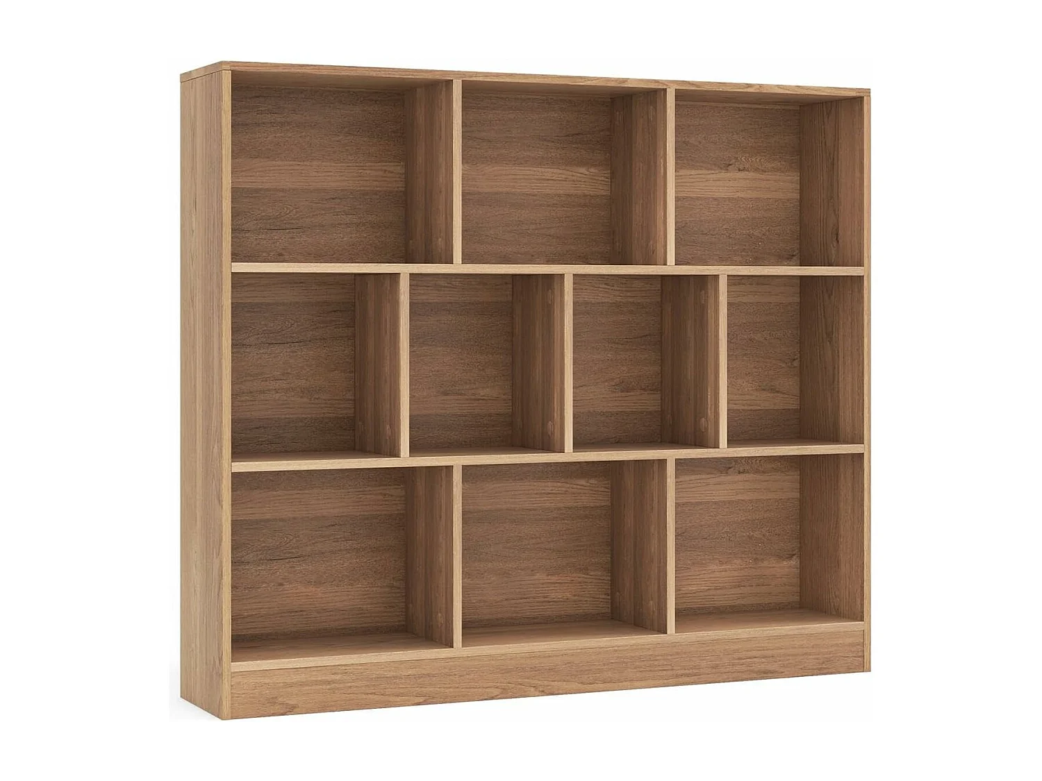 Bibliothèque étagère à 10 compartiments ouverts, meuble de rangement à 3 niveaux (naturel)