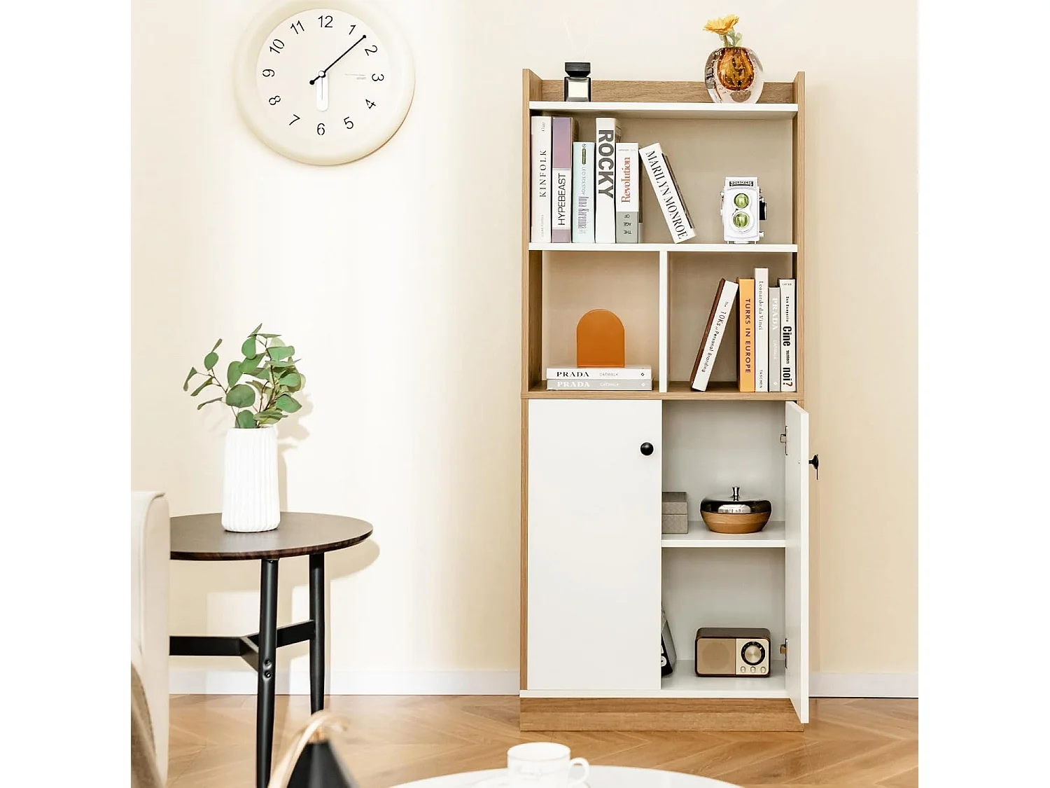 Bibliothèque, avec étagère ouverte, dispositif anti-basculement, 60x30x140cm