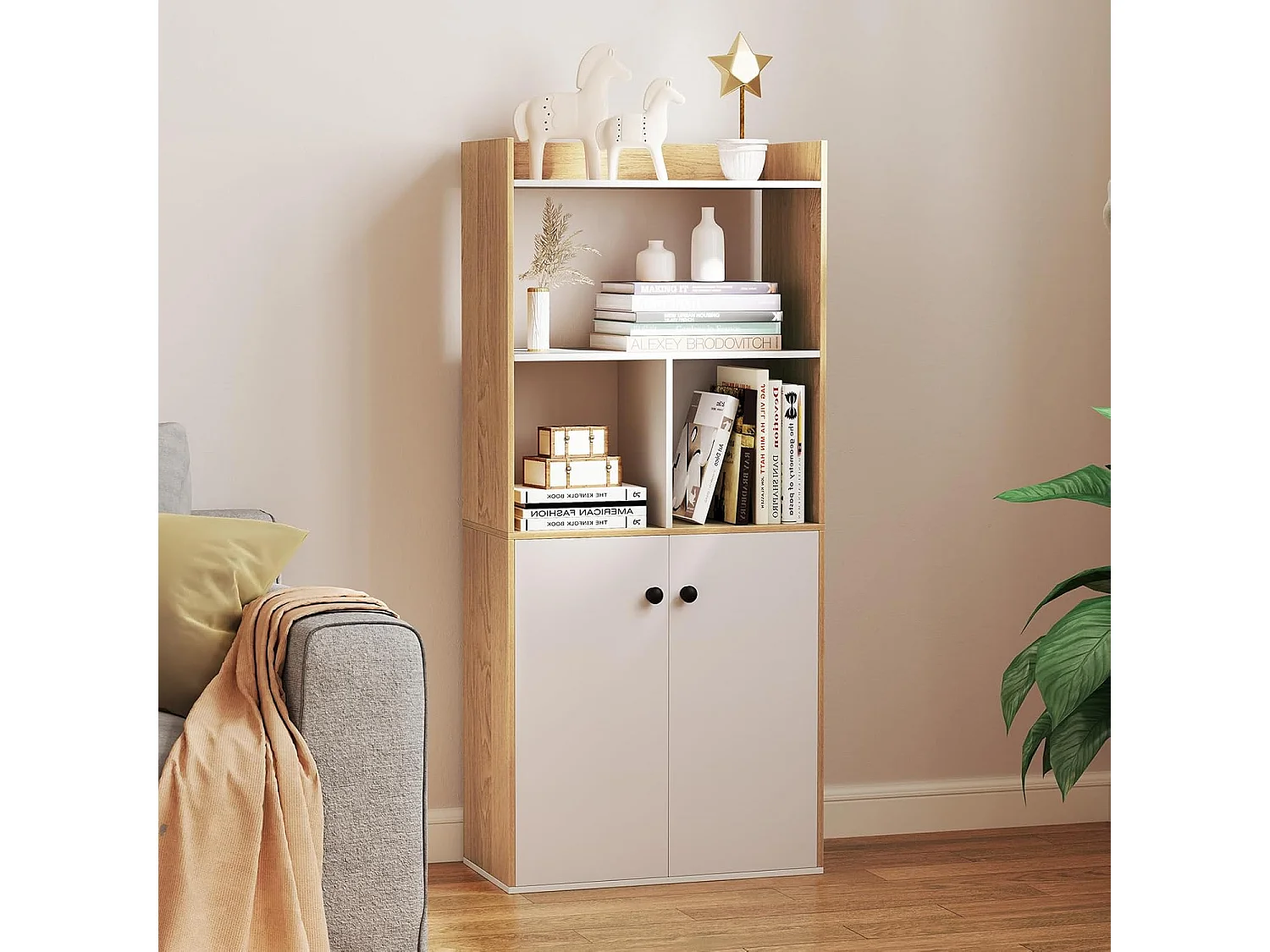 Boekenkast met open plank en anti-kantelvoorziening, 60x30x140cm