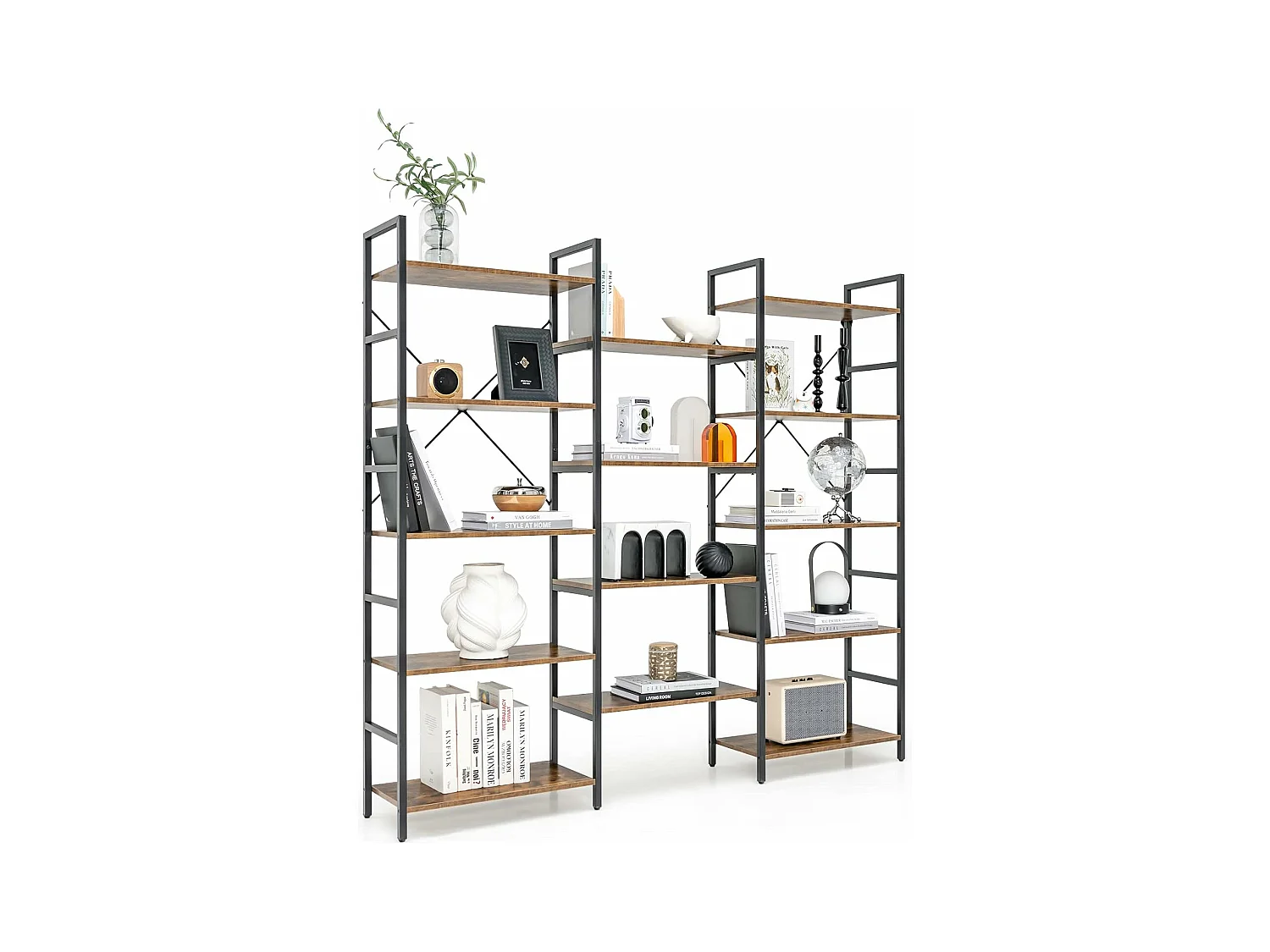 Bibliothèque étagère industrielle, avec 14 etagères,30 x 176 x 165 cm, charge 450 kg