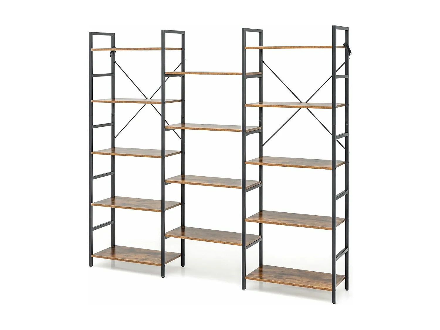 Bibliothèque étagère industrielle, avec 14 etagères,30 x 176 x 165 cm, charge 450 kg