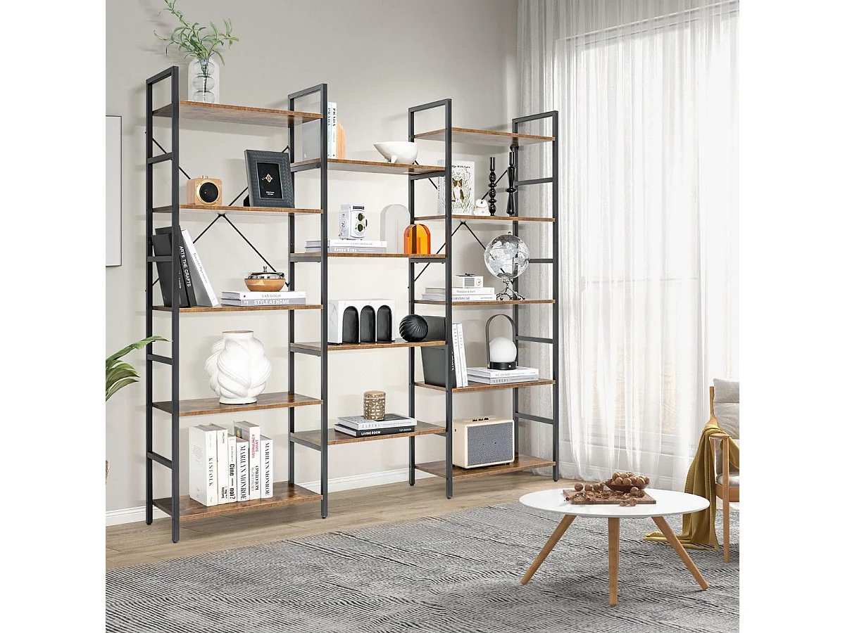 Bibliothèque étagère industrielle, avec 14 etagères,30 x 176 x 165 cm, charge 450 kg