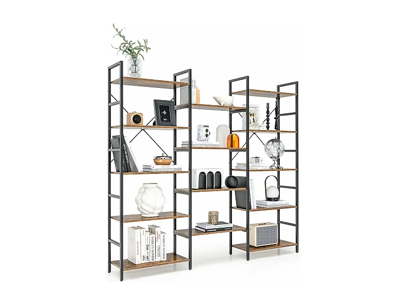 Bibliothèque étagère industrielle, avec 14 etagères,30 x 176 x 165 cm, charge 450 kg