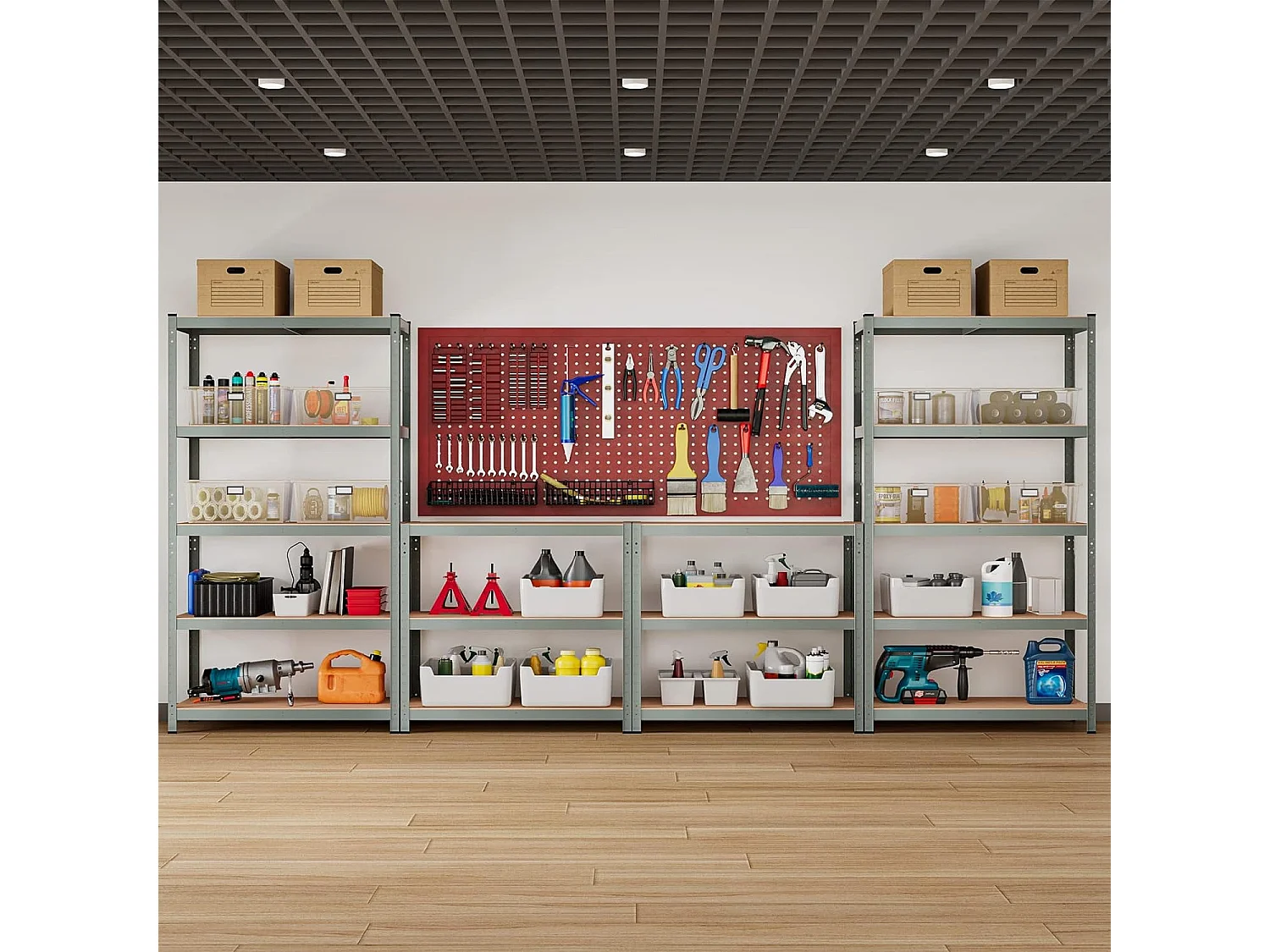 Étagère de rangement à 5 niveaux 46 x 91 x 183 cm, charge lourde totale 875 kg (gris)