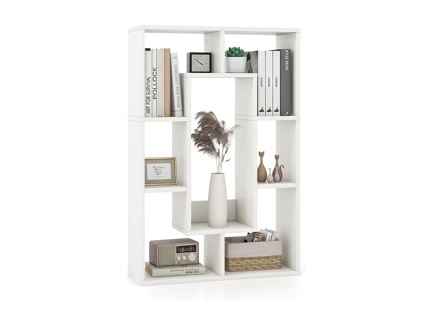 Bibliothèque, étagère à 7 compartiments ouvertes,  20 x 60 x 90 cm (blanc)