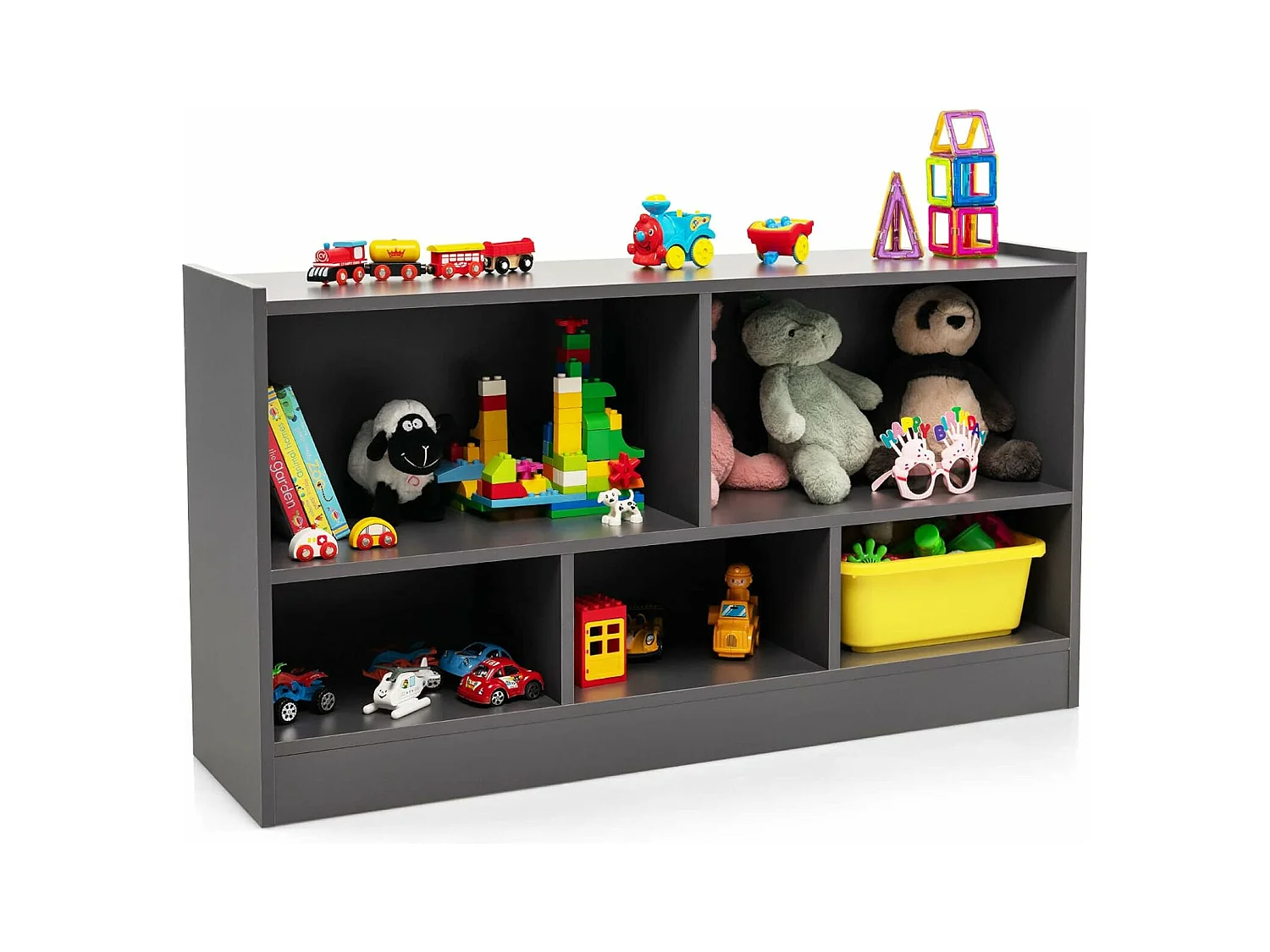 Bibliothèque enfants en bois avec 5 compartiments, 111 x 30 x 61,5 cm,charge 20kg