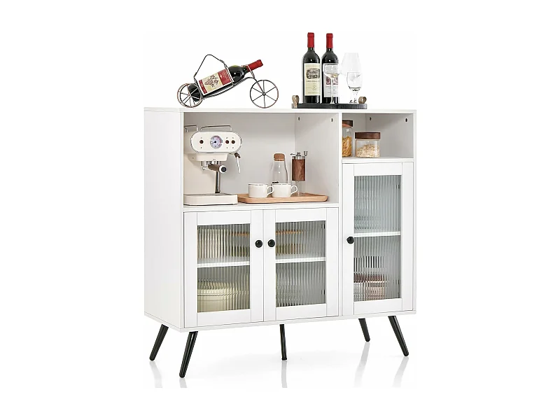 Meuble de rangement, placard 3 portes, 2 etagères, 100 x 39,5 x 100 cm (blanc)