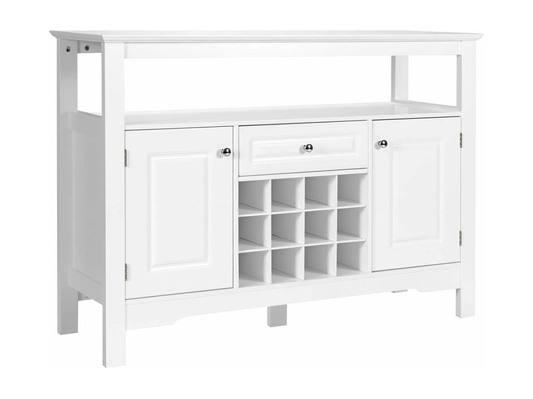 vente unique Buffet de cuisine casier à vin etagères tiroir et armoires 117 x 40 5 x 82 5 cm blanc