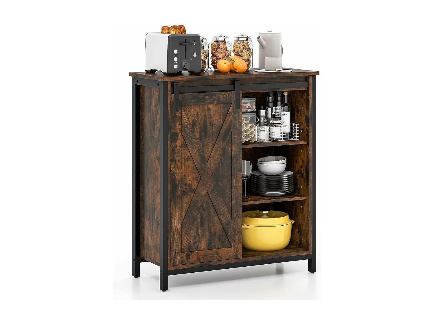 Buffet cuisine, armoire de rangement cuisine avec porte coulissante, 70 x 30 x 81 cm
