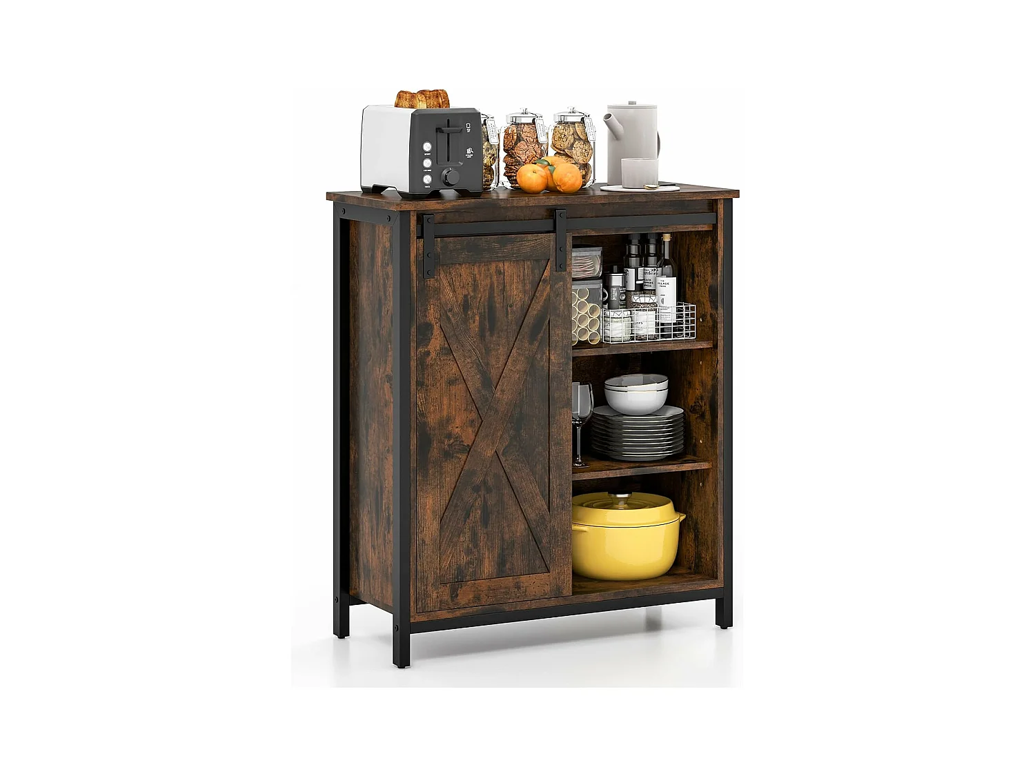 Buffet cuisine, armoire de rangement cuisine avec porte coulissante, 70 x 30 x 81 cm