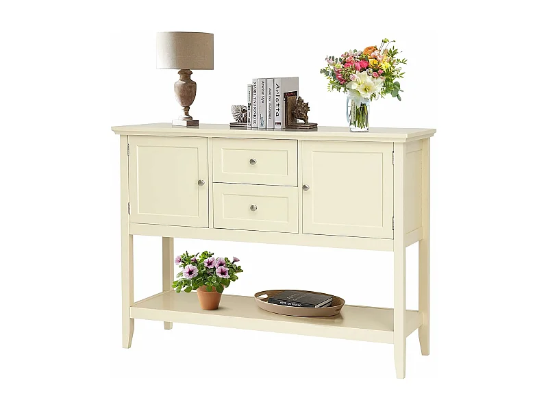 Buffet cuisine, 2 armoires à portes, 2 tiroirs, étagère de rangement, 117 x 38 x 86,5 cm