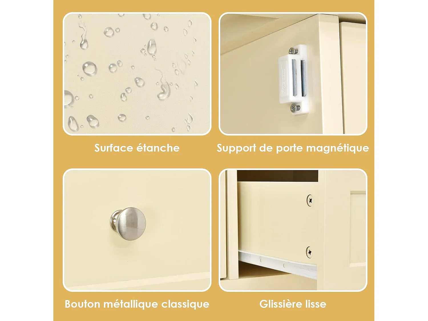 Buffet cuisine, 2 armoires à portes, 2 tiroirs, étagère de rangement, 117 x 38 x 86,5 cm