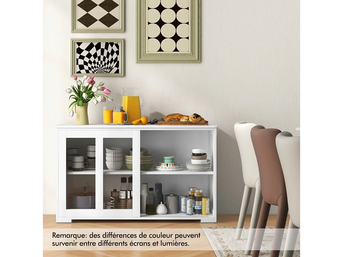 Keuken dressoir, keukenkast met 2 planken, 2 deuren 107 x 33 x 64 cm (wit)