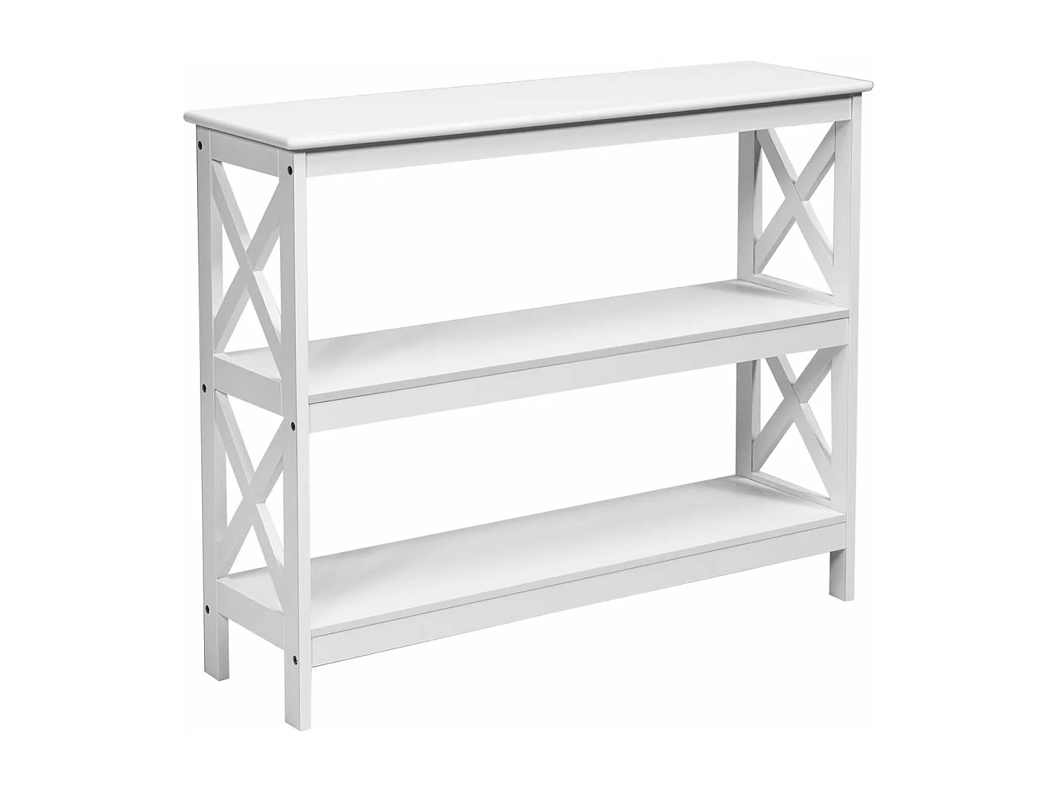 Consoletafel met 2 planken, 100 x 33 x 80 cm, industriële stijl bijzettafel, wit