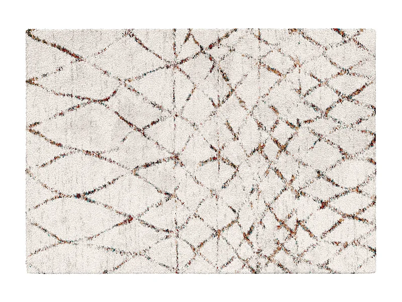 Tapis rectangulaire à poils longs motif ethnique beige 160x230 cm