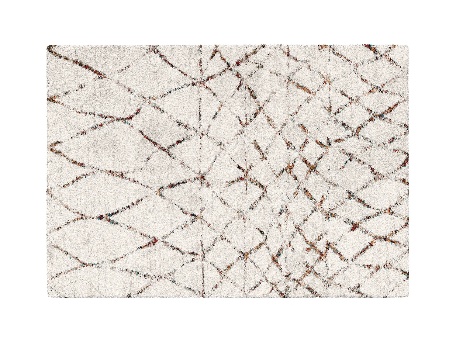Tapis rectangulaire à poils longs motif ethnique beige 160x230 cm
