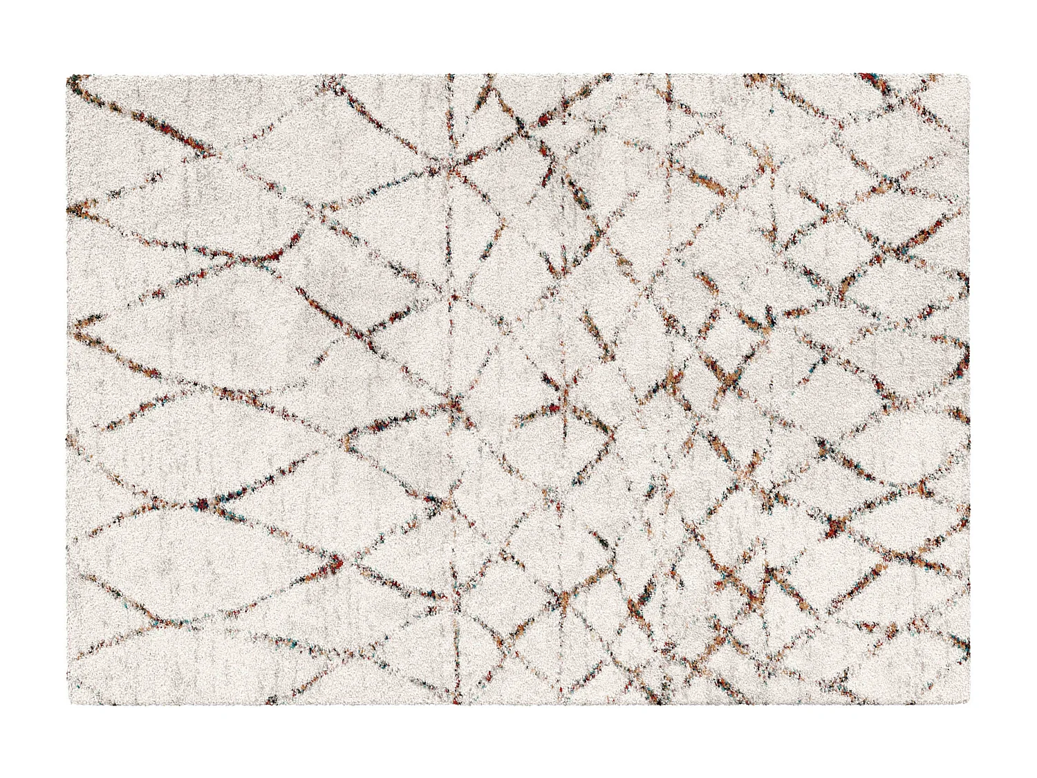 Tapis rectangulaire à poils longs motif ethnique beige 160x230 cm