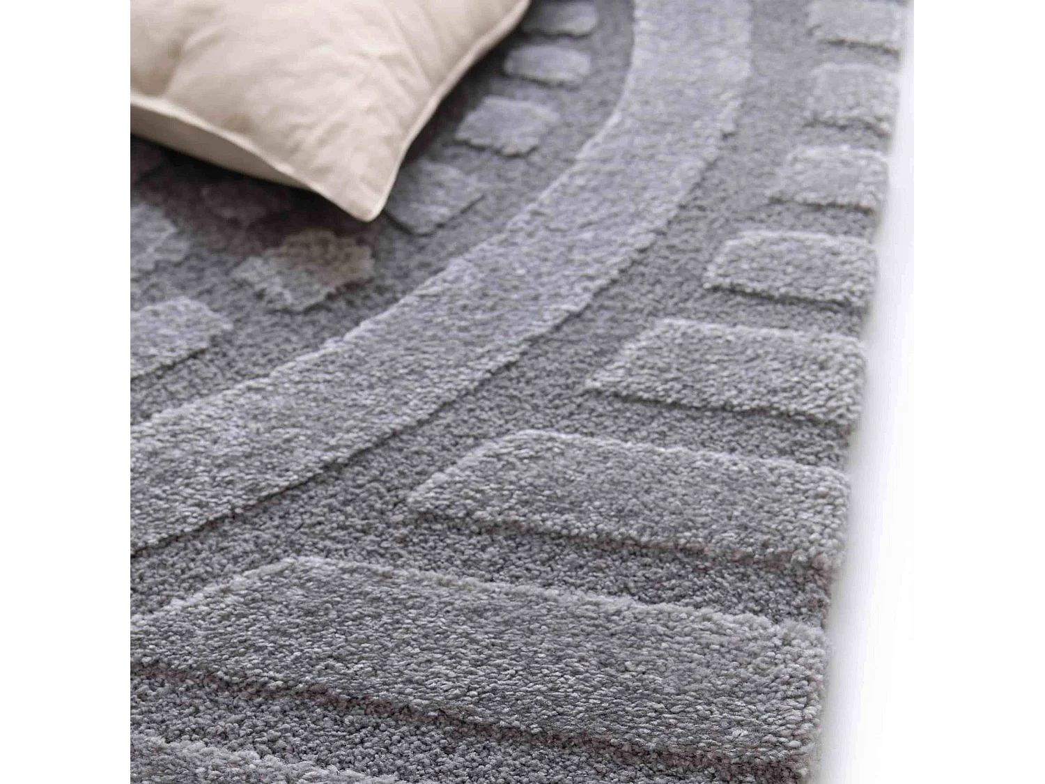 Tapis rectangulaire à poils ras motif contemporain gris 160 x 230 cm