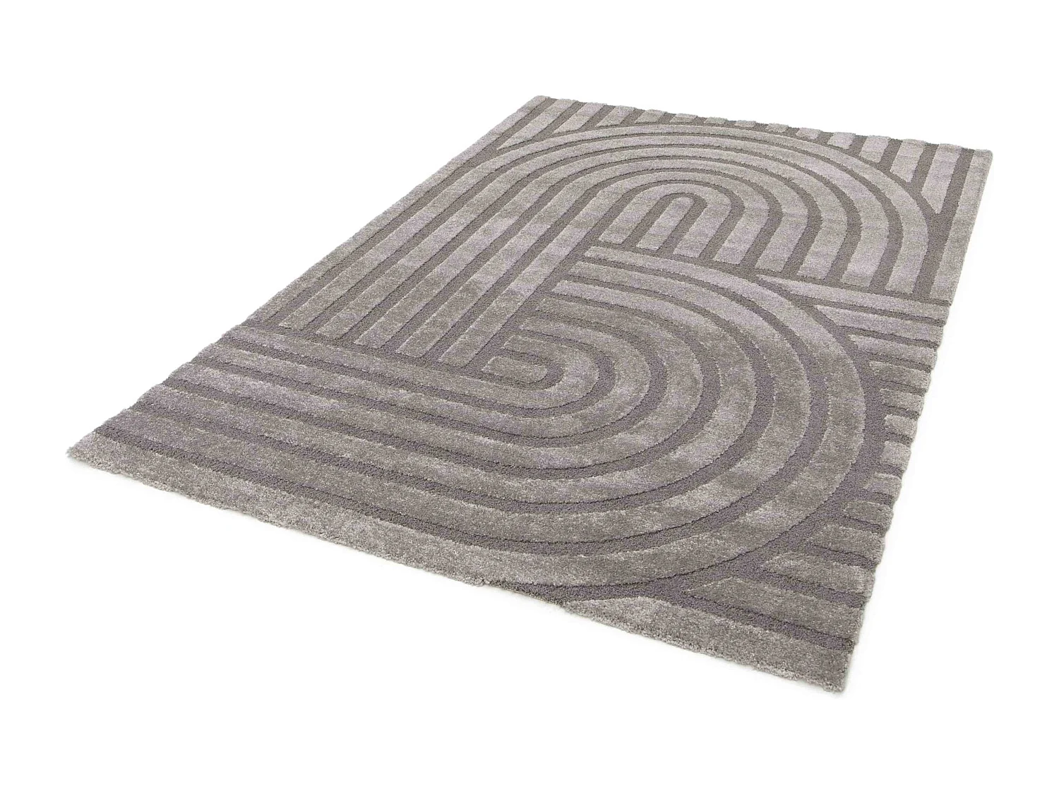 Tapis rectangulaire à poils ras motif contemporain gris 160 x 230 cm