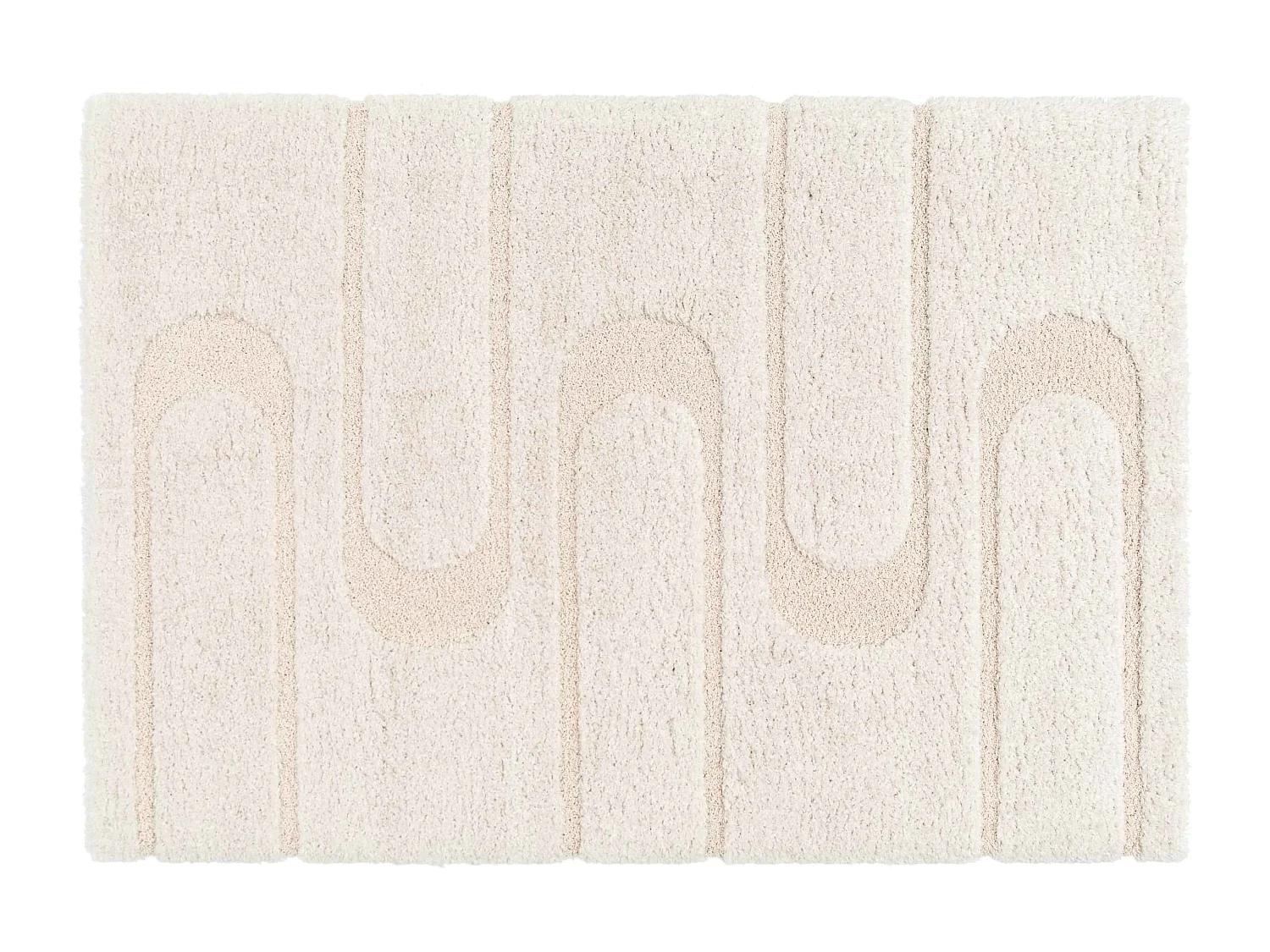 Hoogpolig vloerkleed met ecru geometrisch patroon 160 x 230 cm