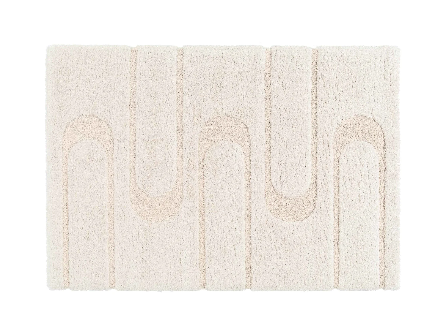 Tapis rectangulaire à poils longs motif géométrique écru 160 x 230 cm