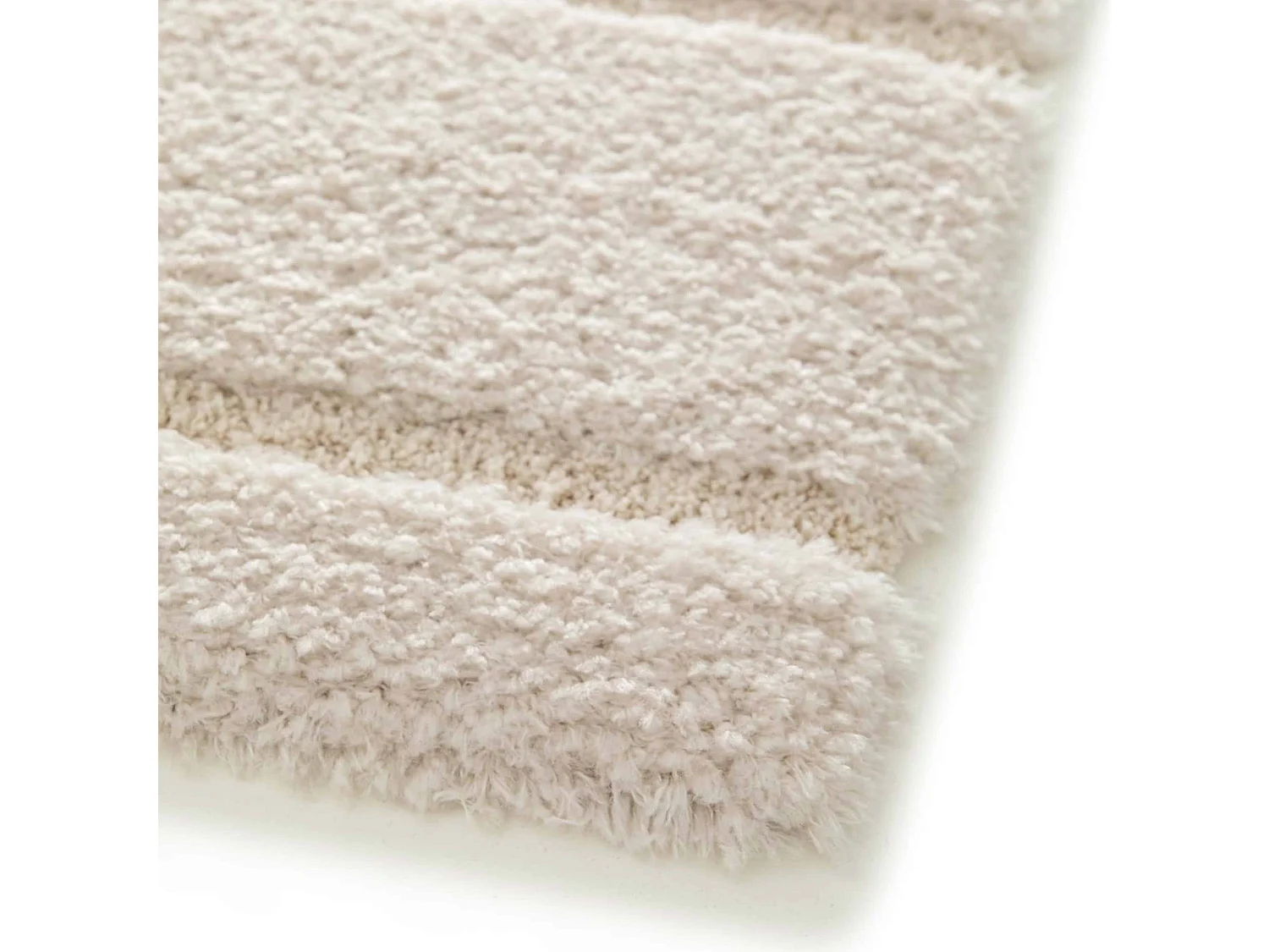 Tapis rectangulaire à poils longs motif géométrique écru 160 x 230 cm