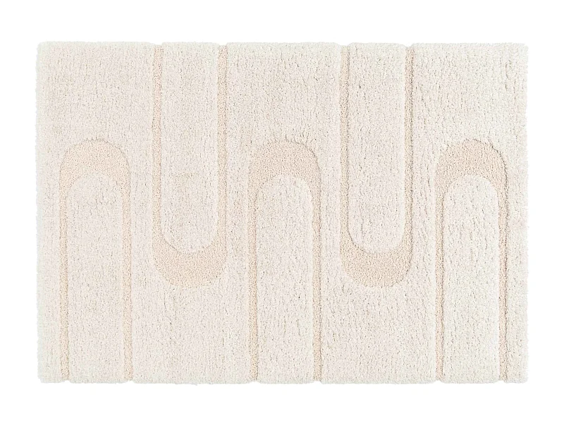 Hoogpolig vloerkleed met ecru geometrisch patroon 160 x 230 cm