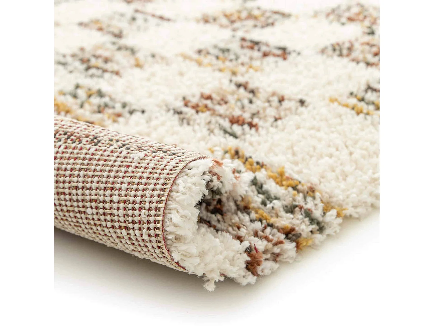 Hoogpolig vloerkleed met bruin vierkant patroon 160 x 230 cm