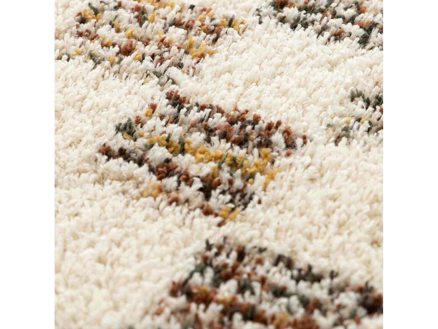 Tapis rectangulaire à poils longs motif carré marron 160 x 230 cm