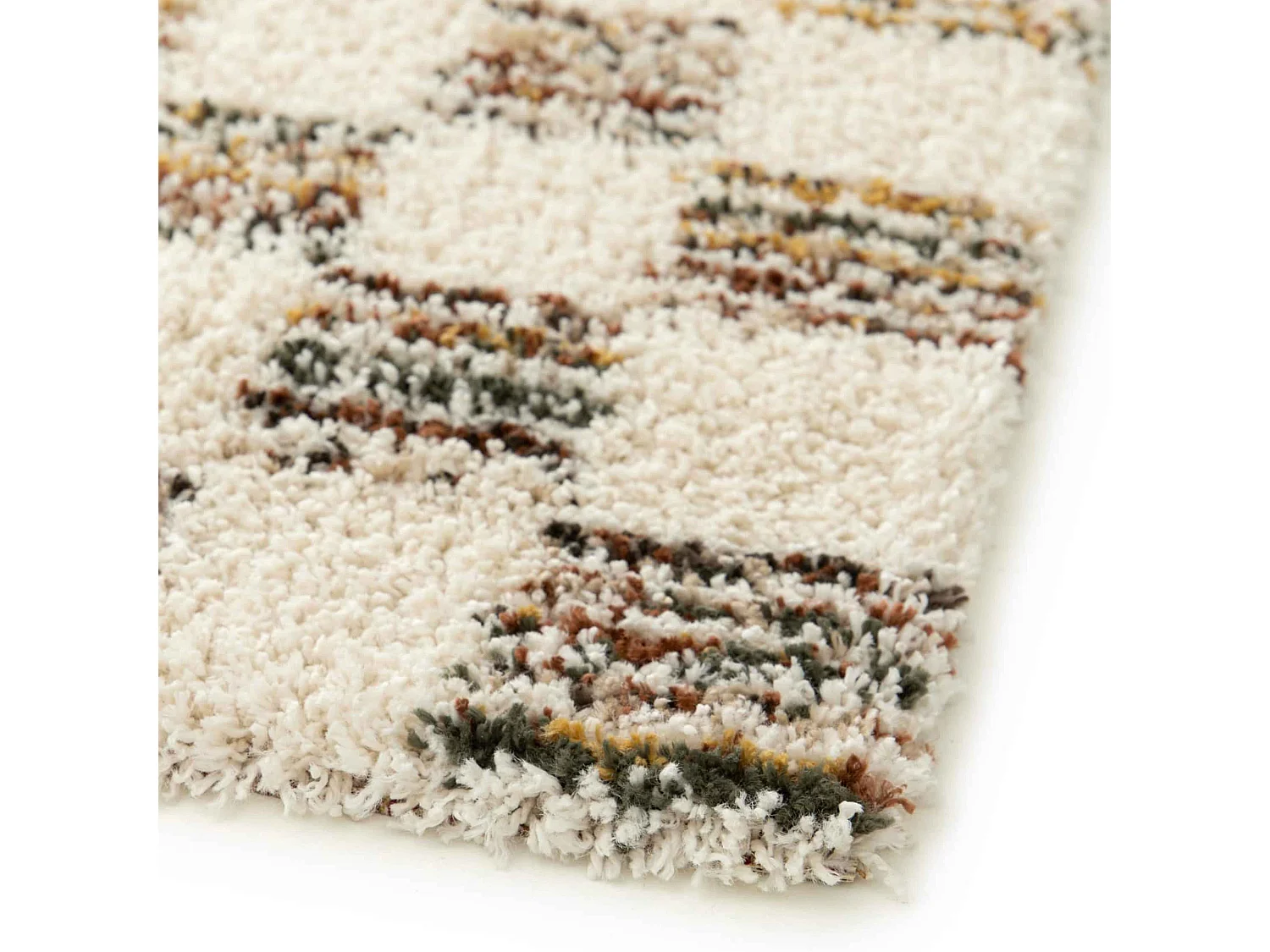 Tapis rectangulaire à poils longs motif carré marron 160 x 230 cm