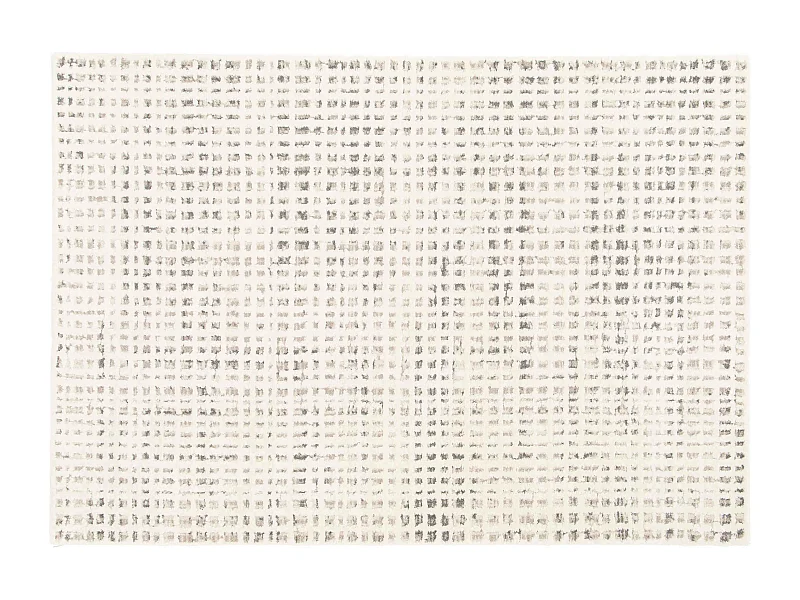 Laagpolig vloerkleed met ecru vierkant patroon 160 x 230 cm