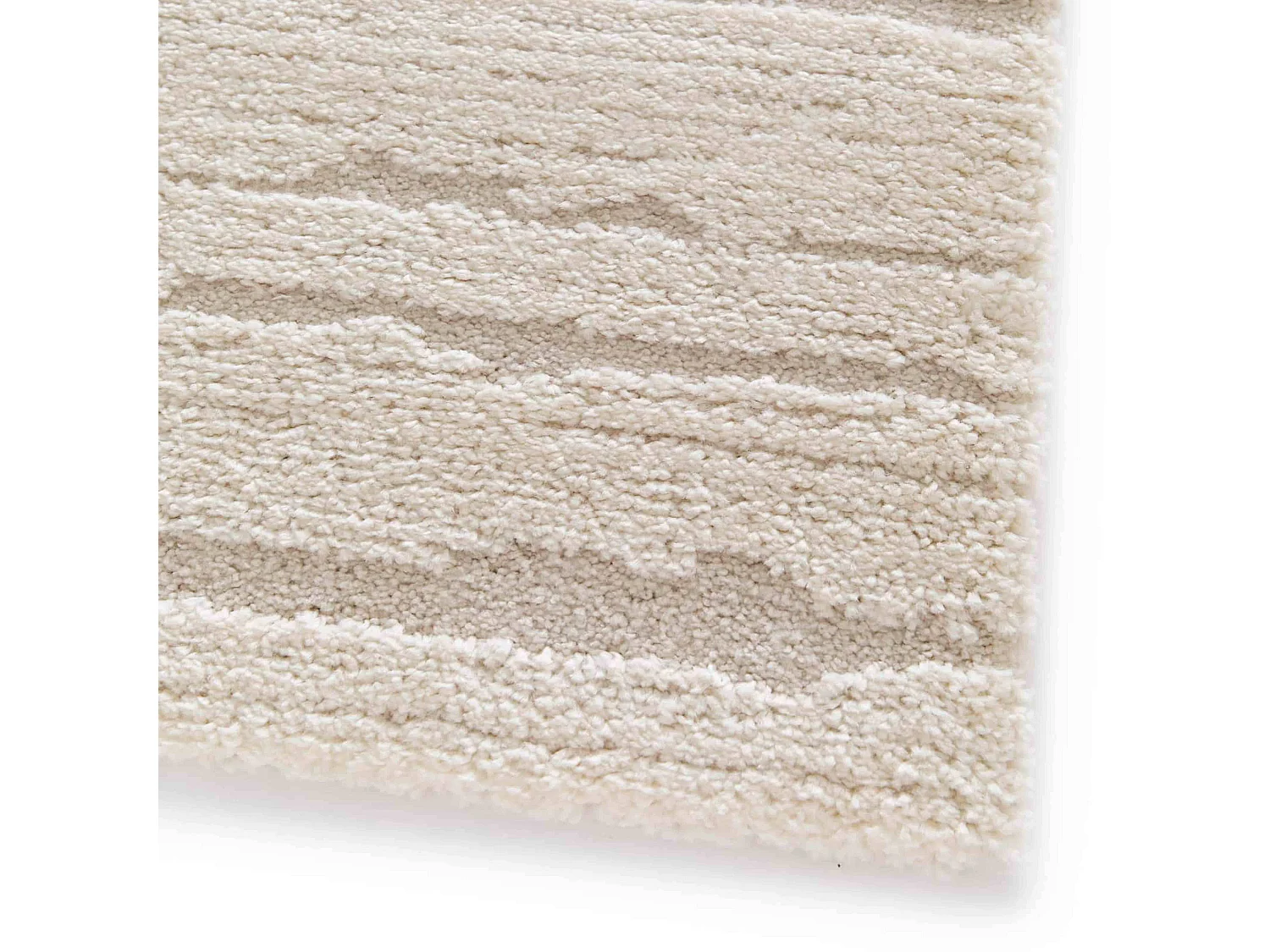 Rechthoekig laagpolig vloerkleed in effen ecru patroon 160 x 230 cm