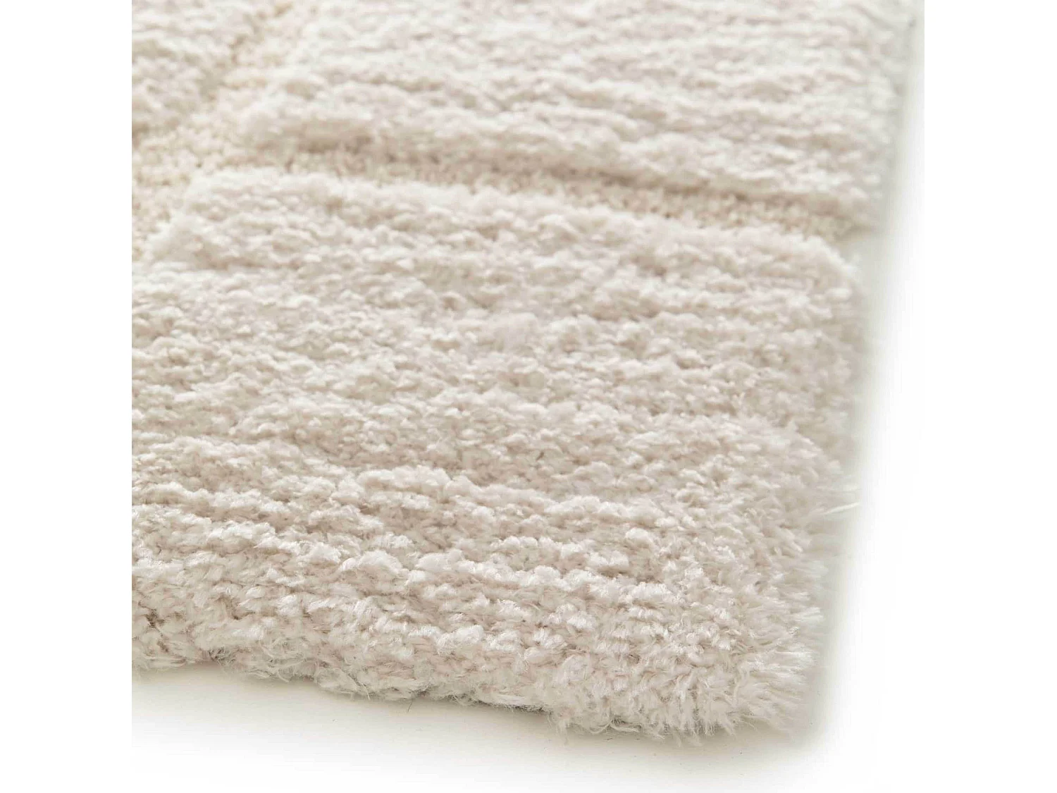 Rechthoekig hoogpolig vloerkleed in ecru shaggy-stijl 160 x 230 cm