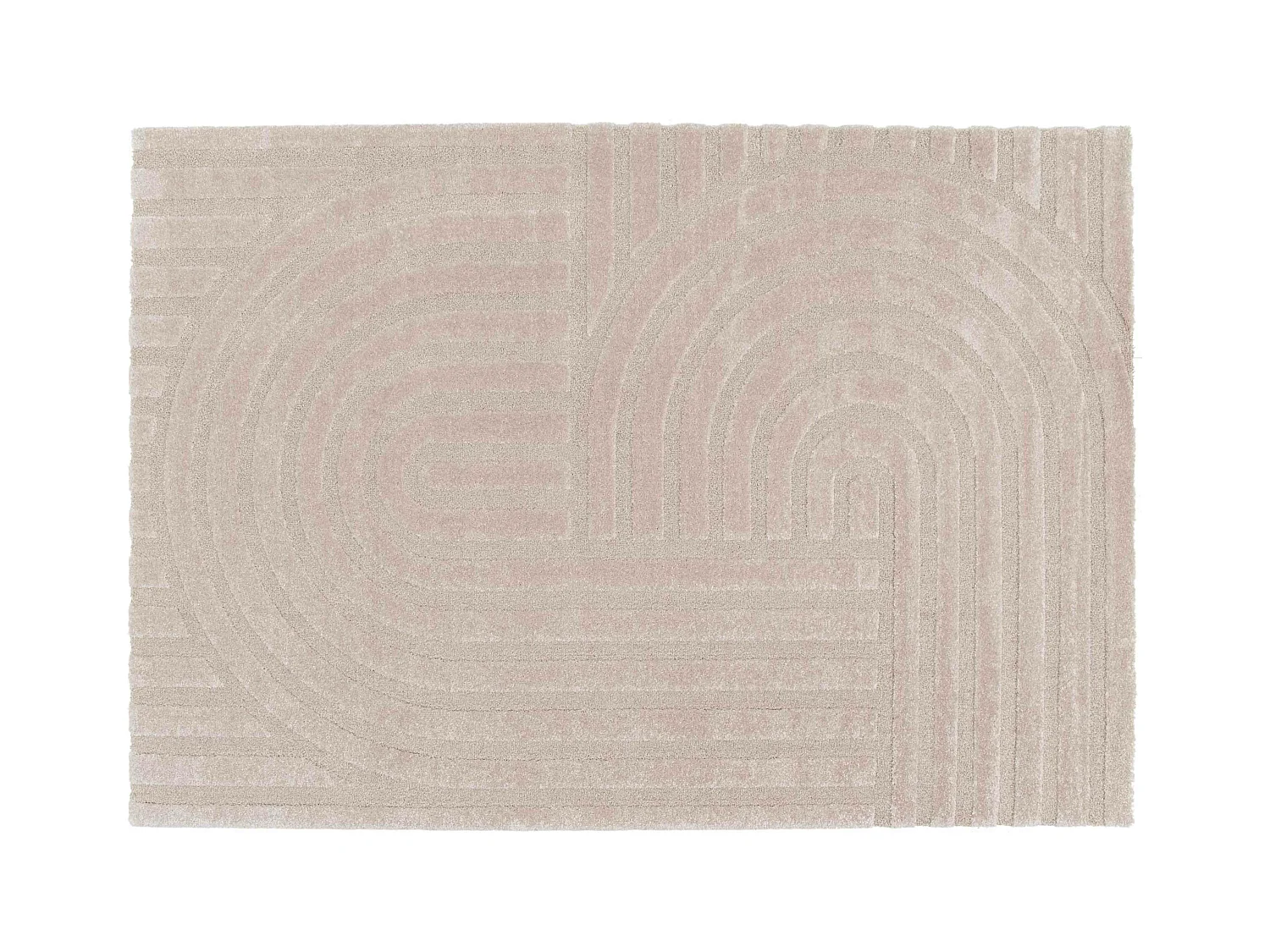 Tapis rectangulaire à poils ras motif contemporain beige 160 x 230 cm