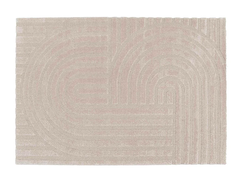 Tapis rectangulaire à poils ras motif contemporain beige 160 x 230 cm