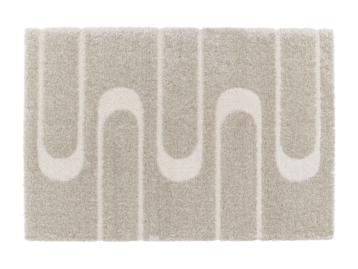 Tapis rectangulaire à poils longs motif géométrique taupe 160 x 230 cm