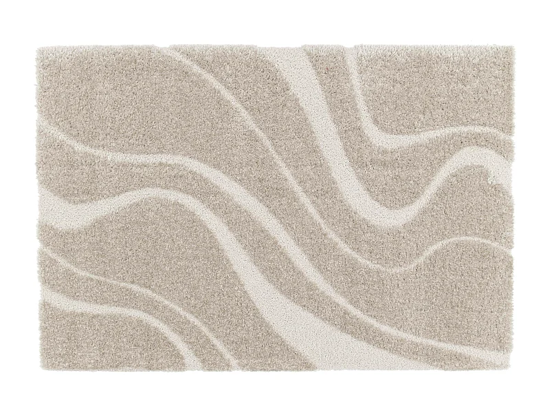 Tapis rectangulaire à poils longs motif ondulé taupe 160 x 230 cm