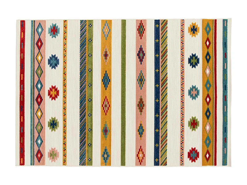 Tapis rectangulaire à poils ras motif vibrant multicolore 160 x 230 cm