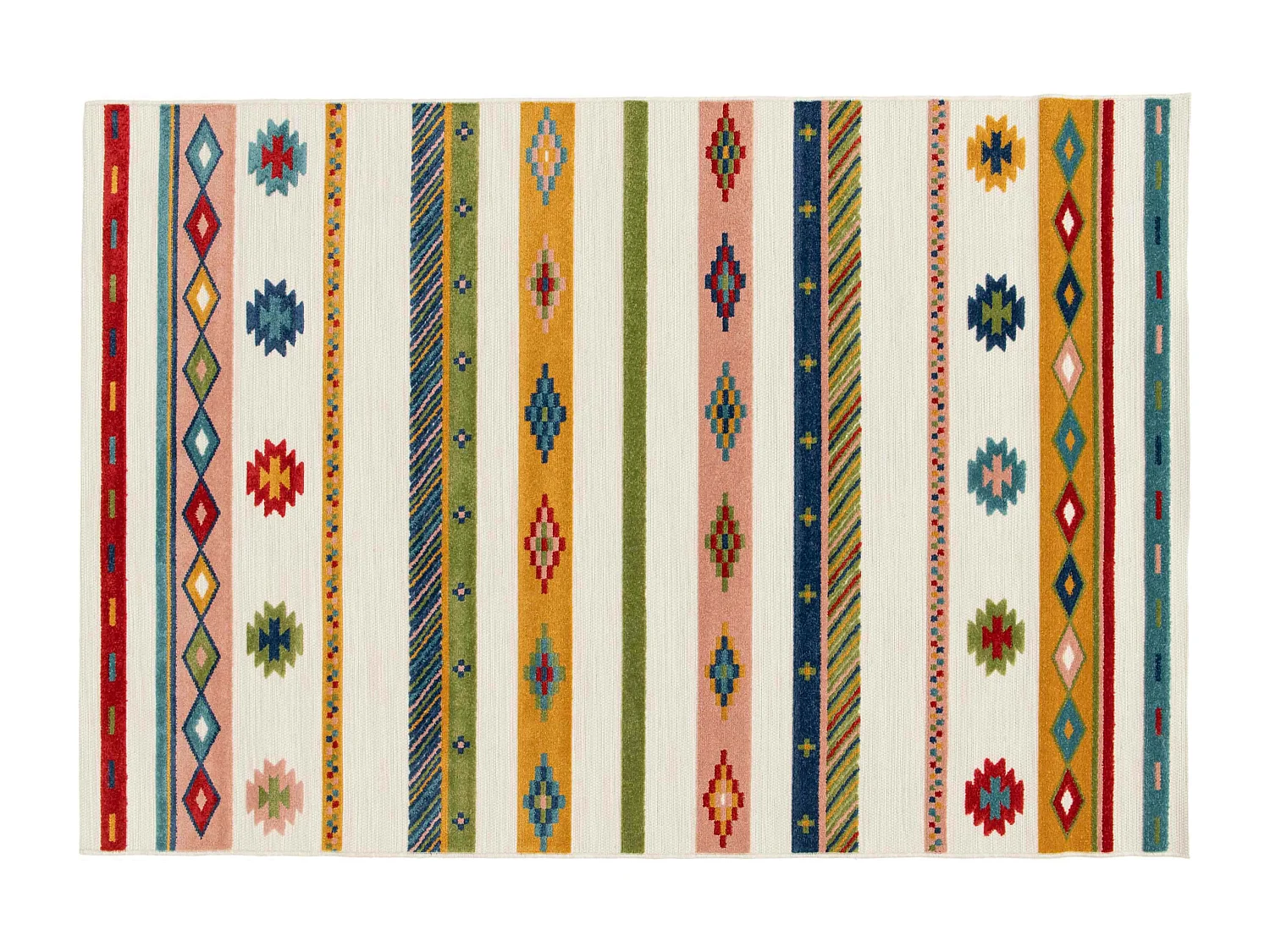 Tapis rectangulaire à poils ras motif vibrant multicolore 160 x 230 cm