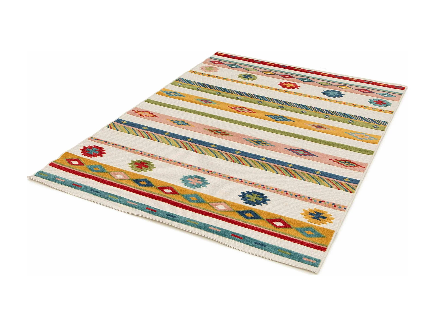 Tapis rectangulaire à poils ras motif vibrant multicolore 160 x 230 cm