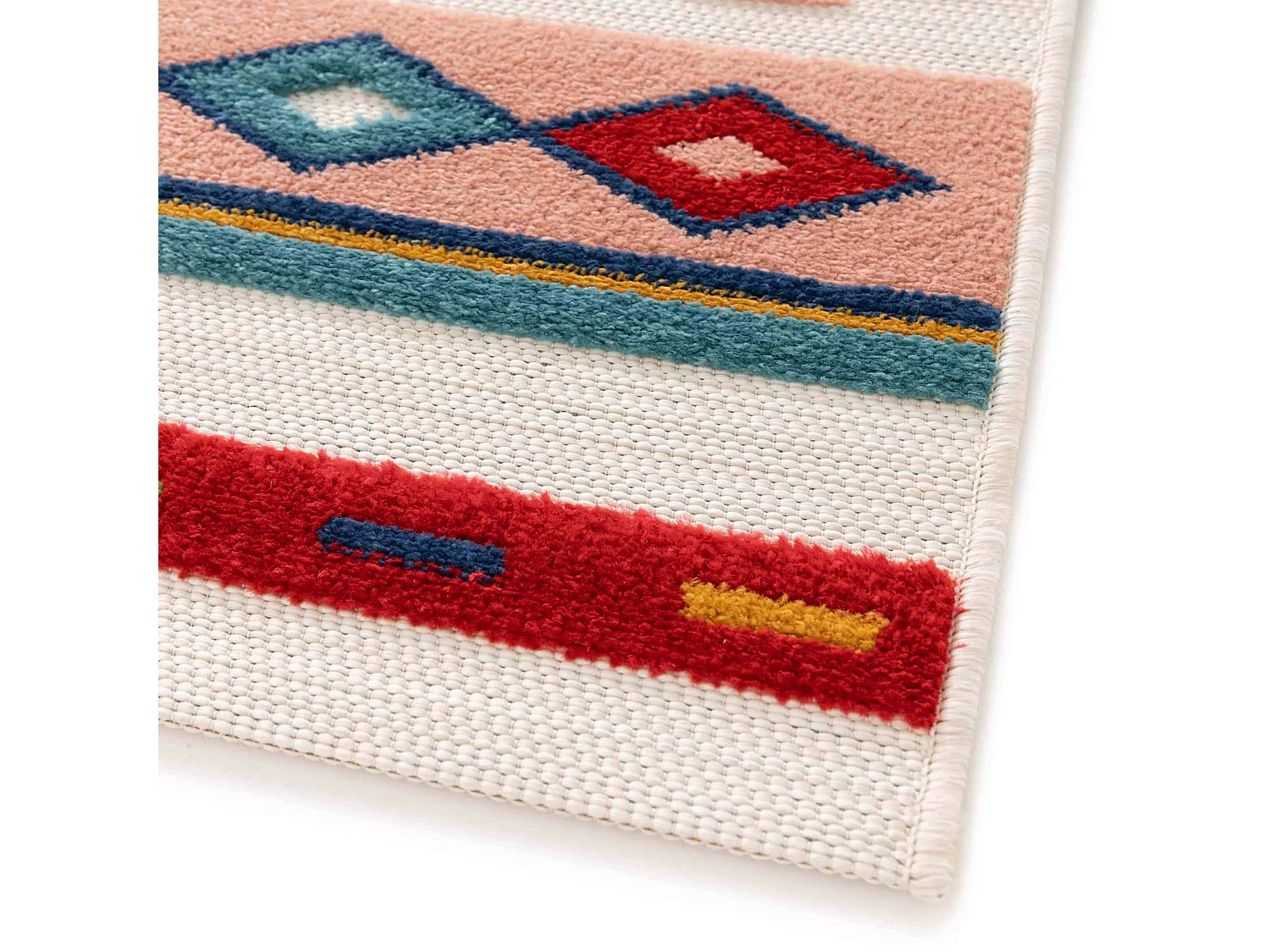 Tapis rectangulaire à poils ras motif vibrant multicolore 160 x 230 cm