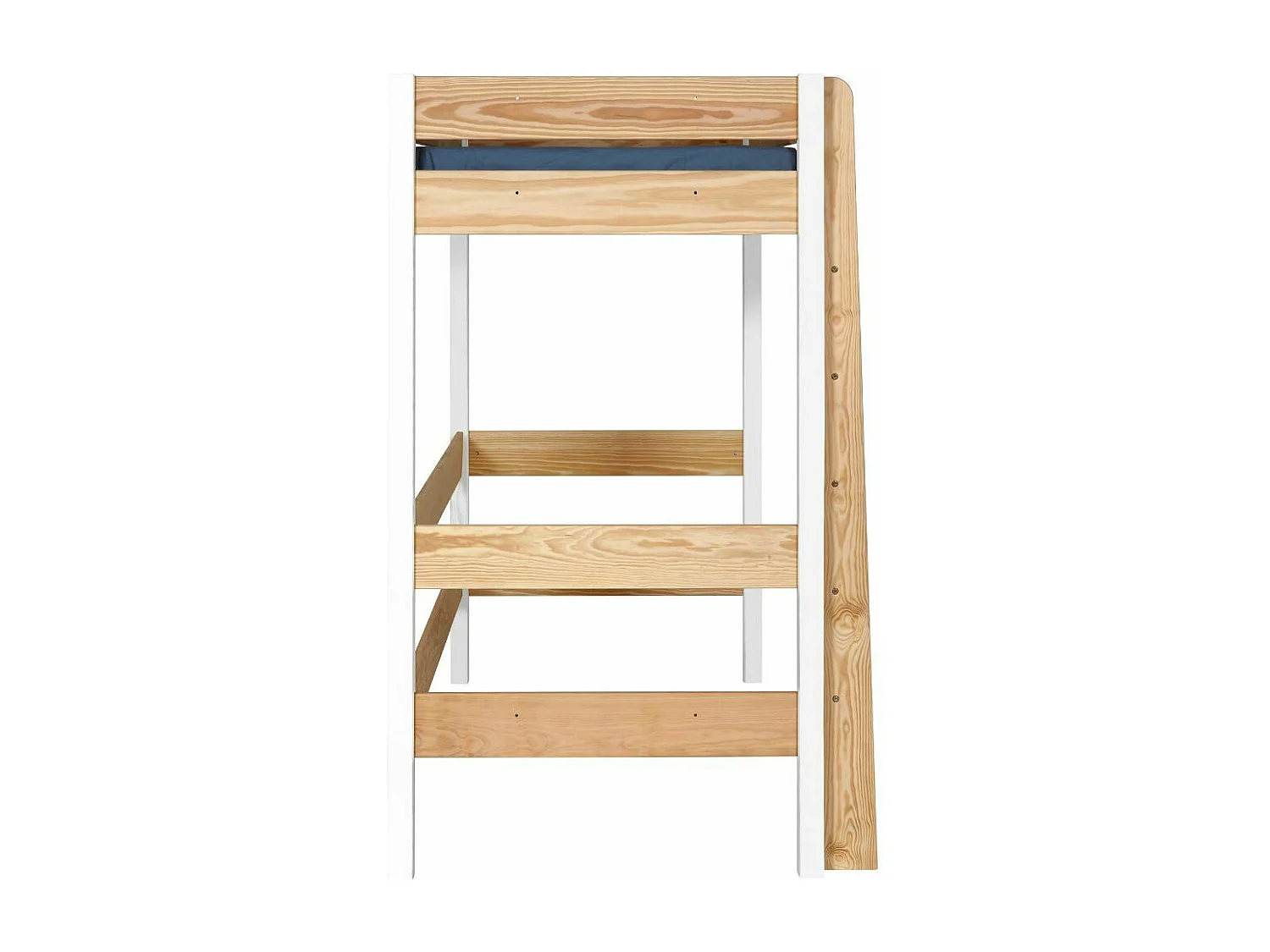 Pack lit mezzanine avec matelas 90x190 cm bois massif blanc et bois CLEM