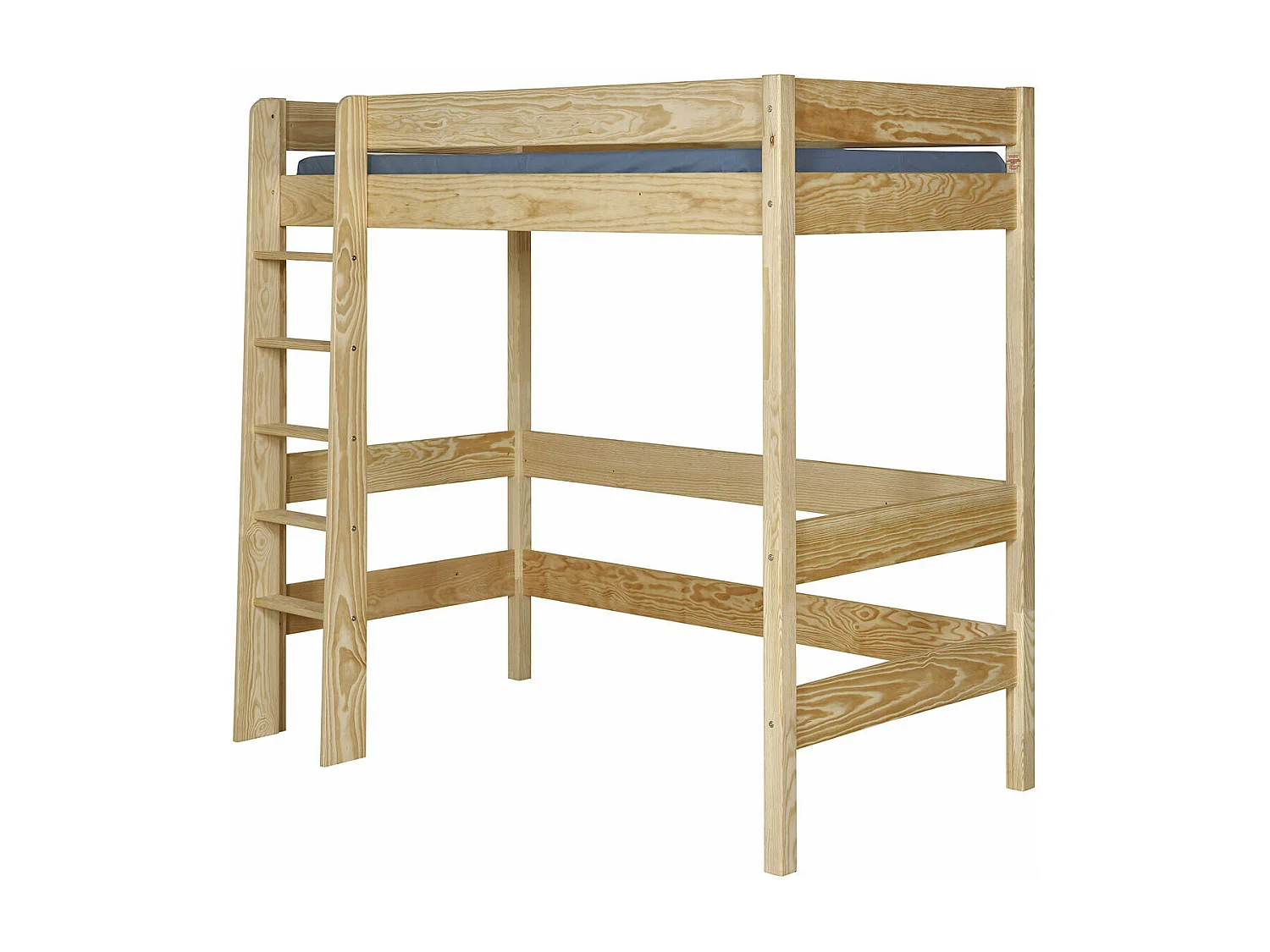 Lit mezzanine 90x190 cm bois massif bois naturel CLEM