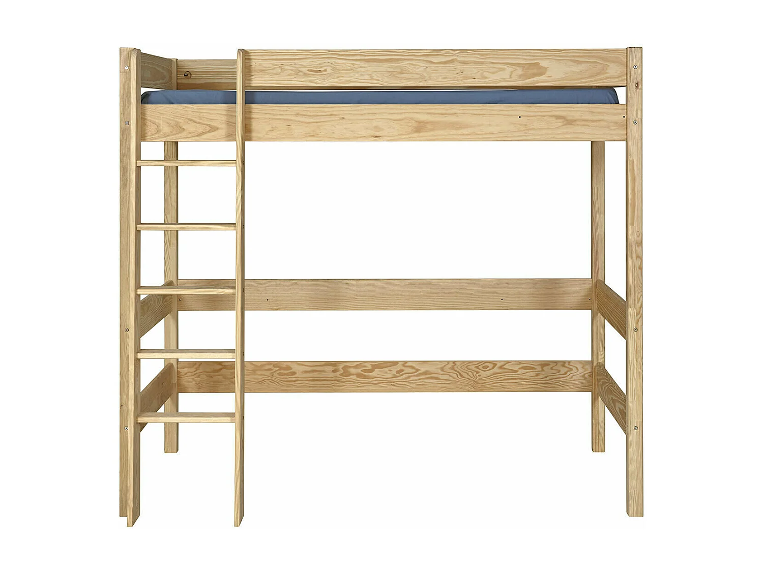 Pack lit mezzanine avec matelas 90x190 cm bois massif bois naturel CLEM