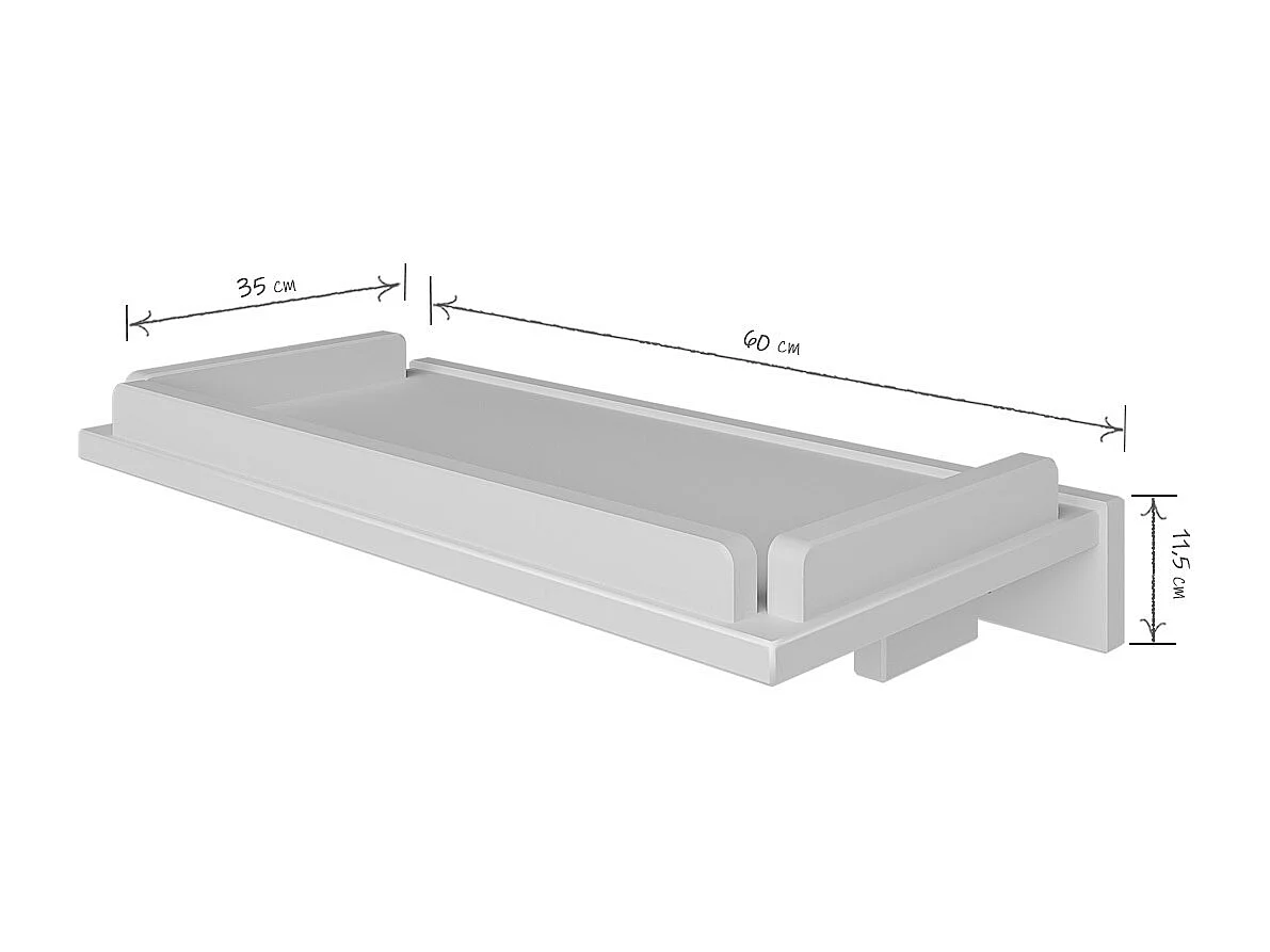 Tablette chevet XL pour lit  bois massif blanc ARES