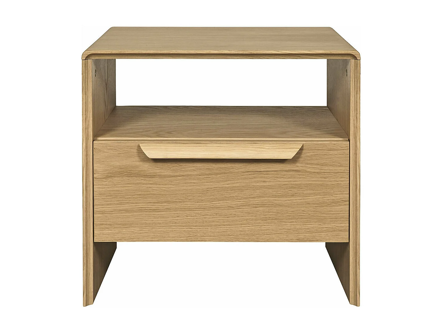 Chevet avec tiroir  panneaux de fibres plaqué chêne massif et piètement en chêne massif bois BRAZZA