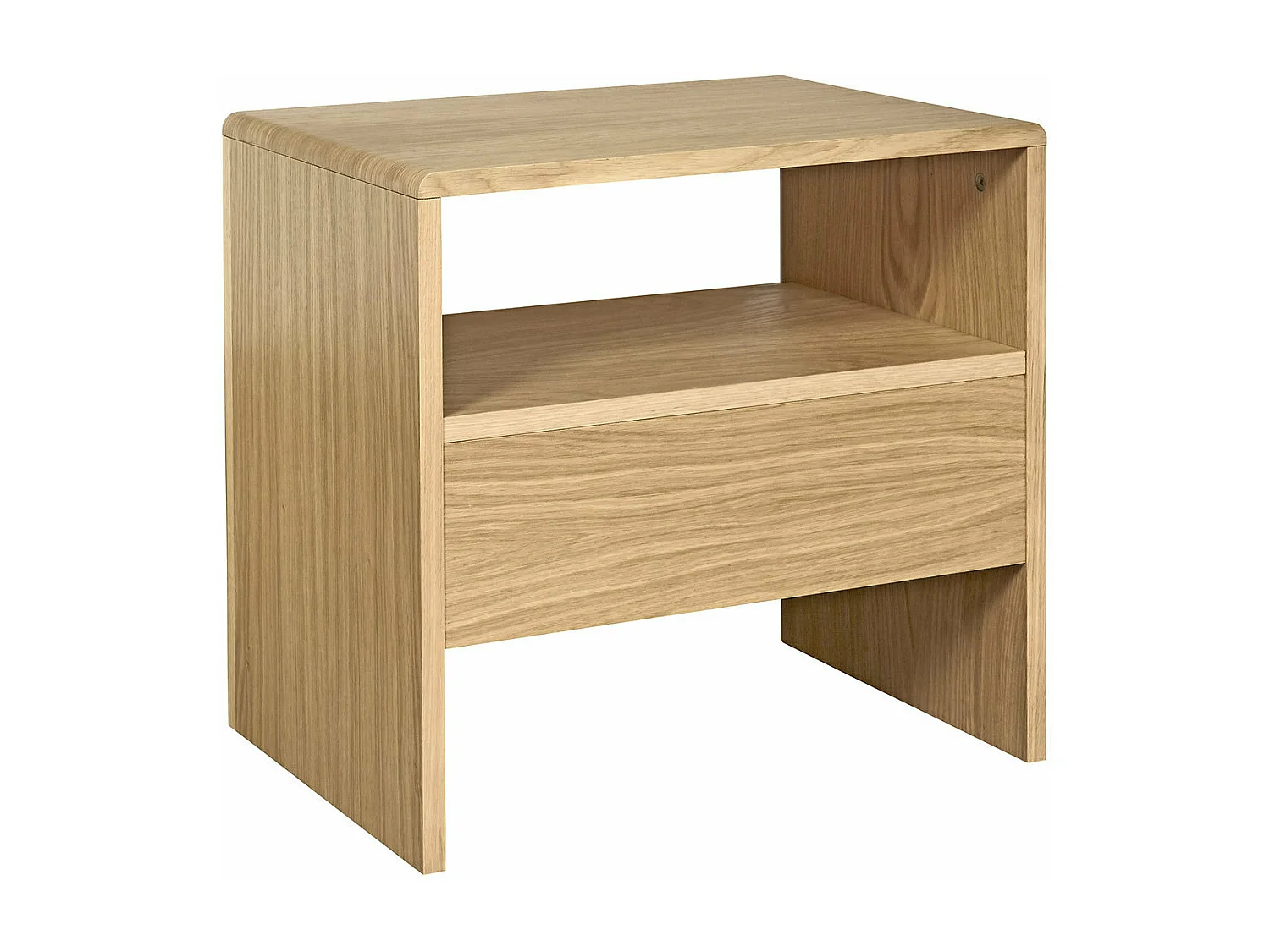 Chevet avec tiroir  panneaux de fibres plaqué chêne massif et piètement en chêne massif bois BRAZZA