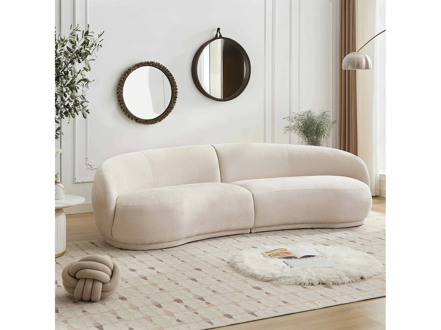 Canapé en tissu beige 3 places