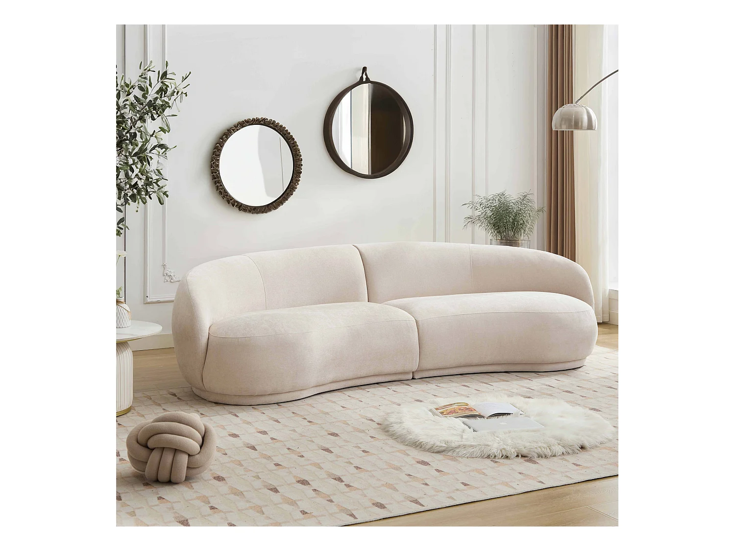 Canapé en tissu beige 3 places
