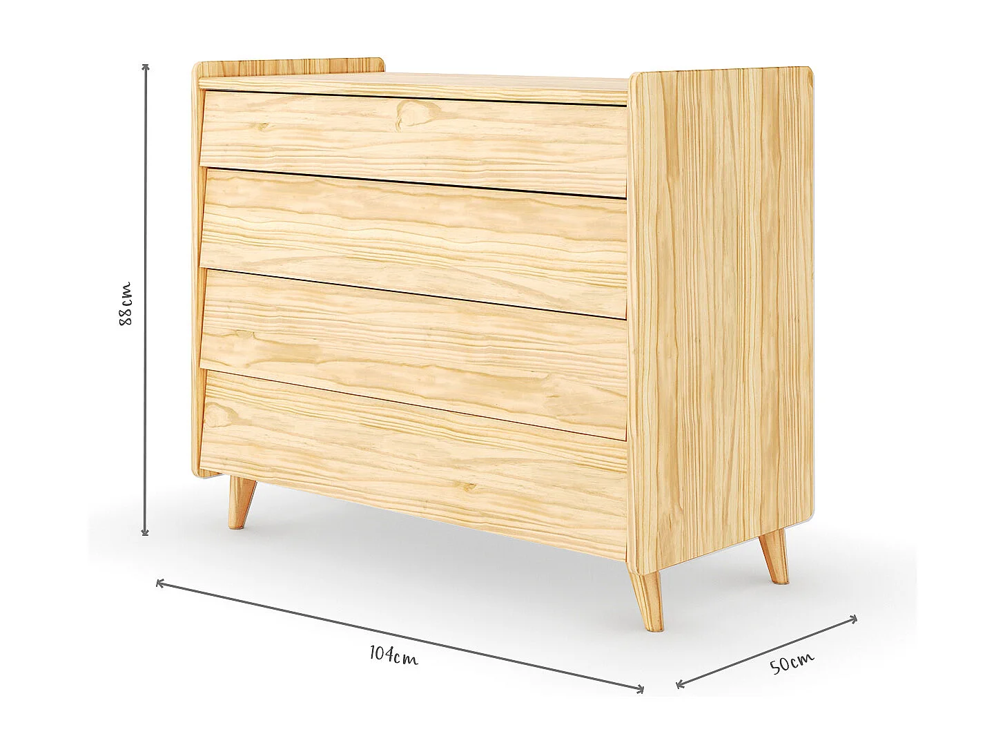 Commode 4 tiroirs  bois massif bois PETER